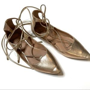 Gold Lace Up Flats